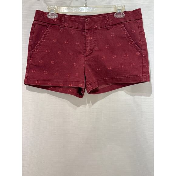 HARPER Maroon Pink Kitty Print 3” Mid Rise Stretch Chino Shorts M - Picture 1 of 8